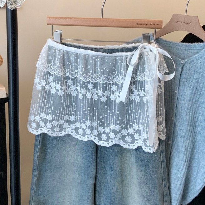 굿도우 레이어드 시스루 랩 스커트 힙커버