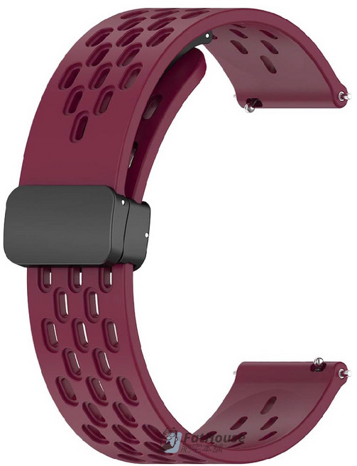 Realme Watch 3 Pro 2 S 運動磁吸矽膠洞洞錶帶, 22mm 酒紅色, 1個