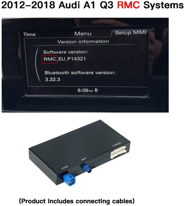 아우디 A1 Q3 2012-2018 MMI 2G/3G HN+ RMC용 CARABC 무선 CarPlay 안드로이드 오토 미러링 기능 포함), 02 A1 Q3 2G RMC