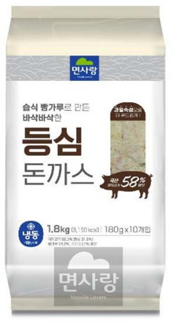 면사랑 등심돈까스 냉동상태 그대로 튀겨도 바삭한, 1개, 1.8kg