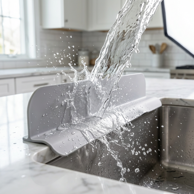 제이엘 실리콘 싱크대 물막이 설거지 가리개 8cm, 1개, 그레이