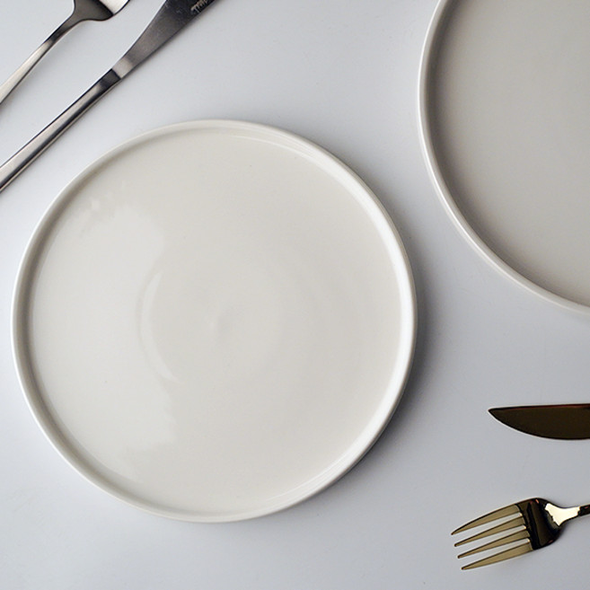도자기 화이트 원형 접시 그릇 디저트 반찬 파스타 디너 양식 플레이트, 1개