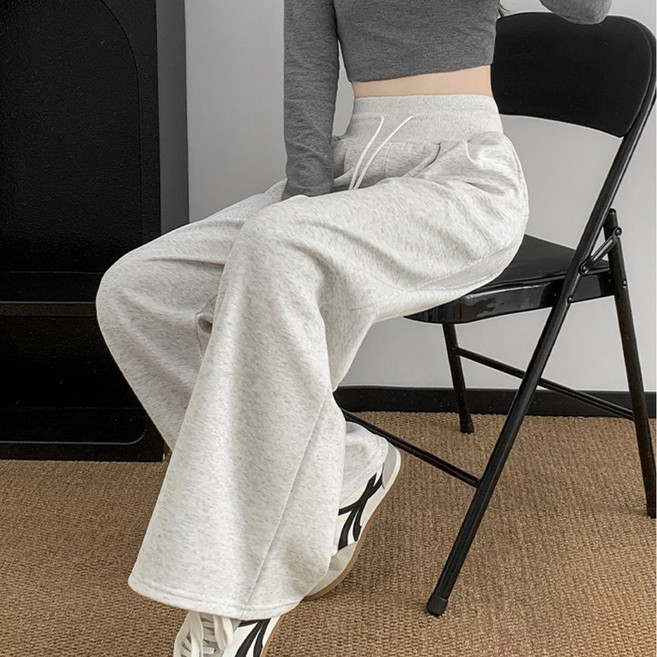 샤일리 여성 캐주얼 하이웨스트 와이드 트레이닝 밴딩 팬츠 빅사이즈까지