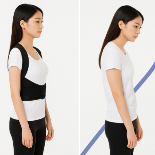 정자세교정밴드 등펴는보조기구 어깨펴는보조기 어깨말림교정, 1개