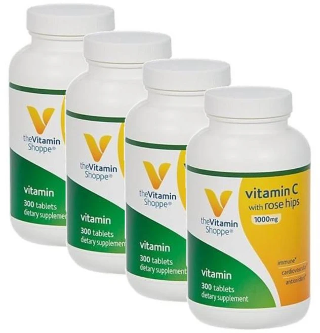 더비타민샵 비타민C 1000MG 로즈힙 The Vitamin Shoppe Vitamin C Rose Hips, 4개, 300정 - 쿠팡