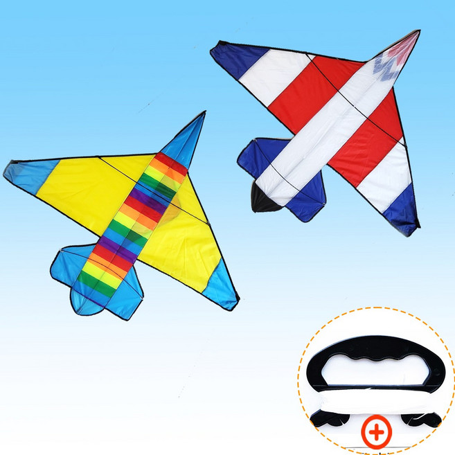 대형연 3D비행기연 제트기연 베어링얼레 연날리기세트 연 전통놀이, 레드블루, 1개