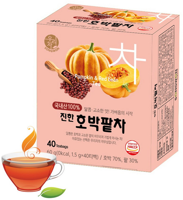 우리차 송원 진한 호박팥차, 40개입, 4개, 1.5g