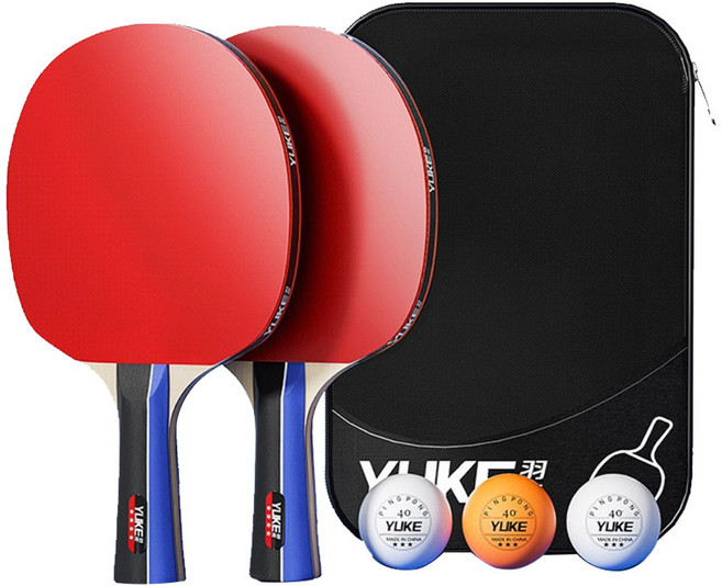 라온 탁구라켓 쉐이크핸드 탁구채 세트 라켓 2P+탁구공 3p+파우치 세트, 최고급형, 1개