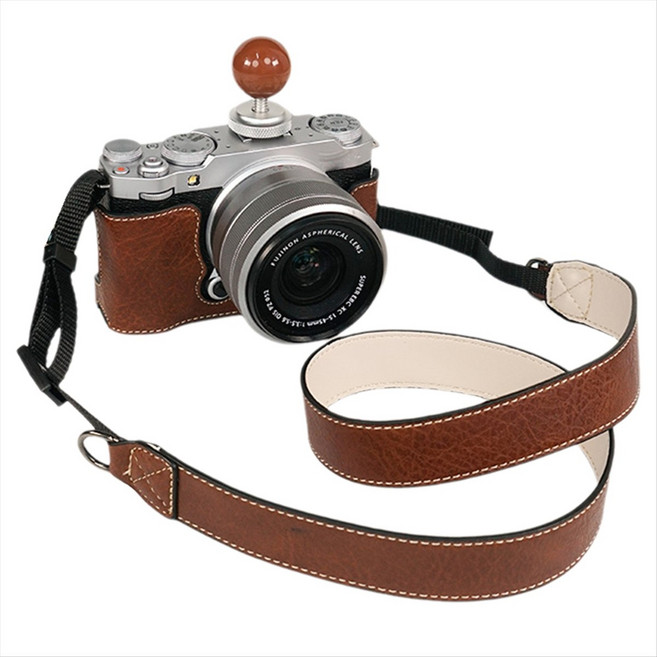 카메라 보호 케이스 XM5 보호 케이스베이스+Fujifilm XM5 보호 케이스 XM5 카메라 가죽 케이스를위한 어깨 스트랩, 갈색