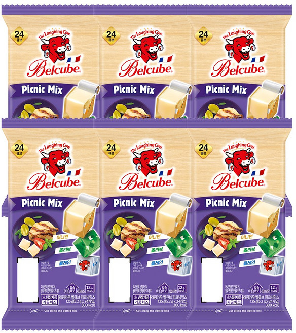 [래핑카우] 벨큐브 피크닉믹스 24큐브 (125g), 6개, 125g