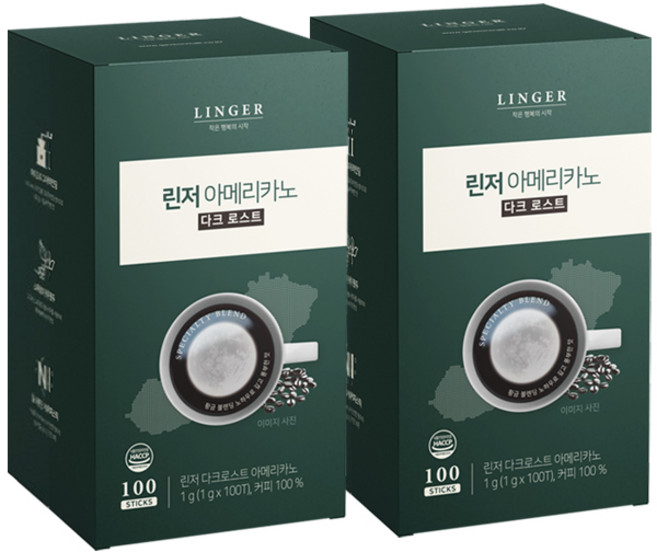 린저 아메리카노 다크 로스트 100T+100T, 2개, 100개입, 100g