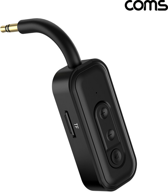 컴스 비행기 자동차 오디오 블루투스 V5.3 AUX TF카드 스테레오 무선 휴대용 송수신기, IK012, 블랙, 1개