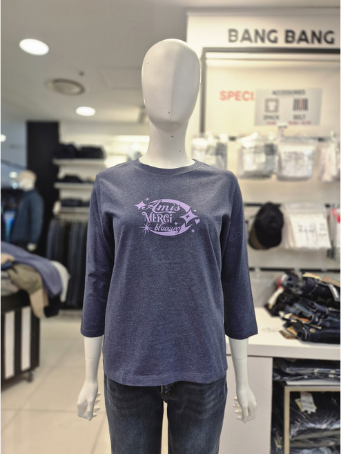 뱅뱅 봄 #신상 반값# 여성 레터링 7부 소매 티셔츠 NTM251