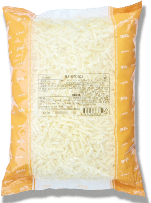 코다노 모짜렐라치즈 E 자연치즈 100% 슈레드 피자치즈, 2.5kg, 1개