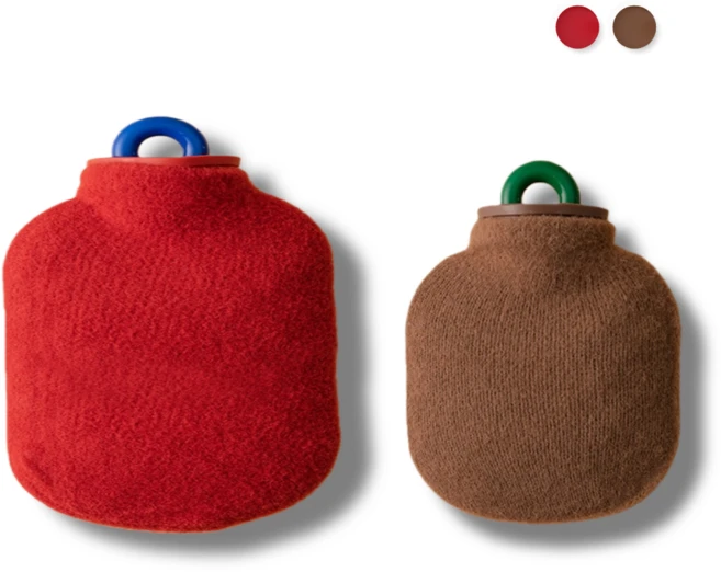 SMILE MORLI 휴대용 냉보온 물주머니 손난로 찜질팩 니트 커버 대+소, 1세트 - 쿠팡