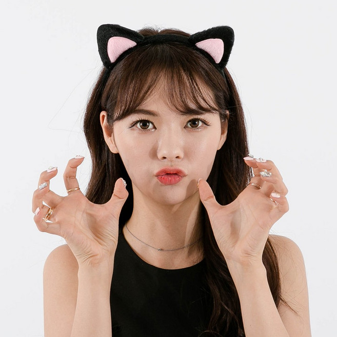 파티쇼 검은 고양이 머리띠 생일 파티 놀이공원 행사 축제 촬영 인생네컷 소품, 검은고양이핑크