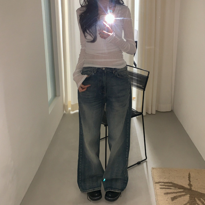 OOTJ 빈티지 워싱 와이드 데님 청바지 no.653