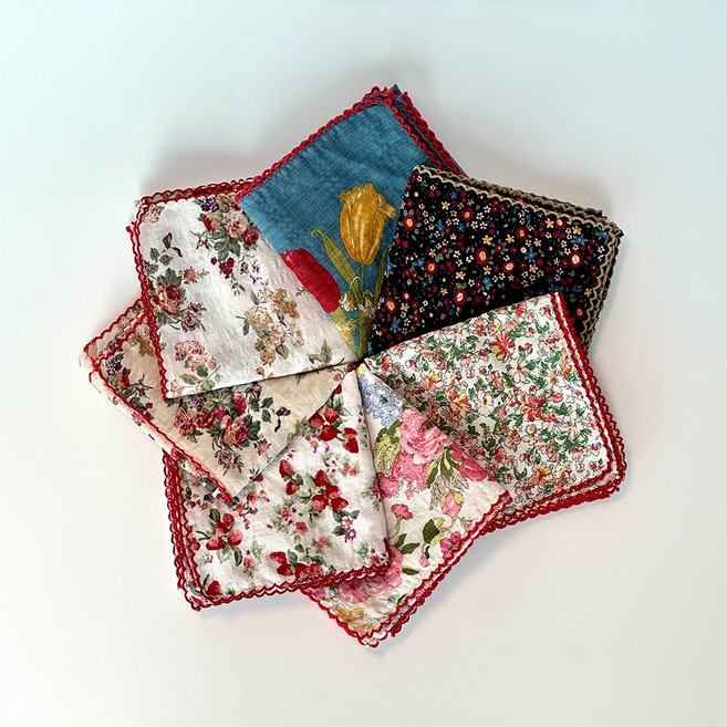 오르네르 쁘띠손수건 스카프 플라워 꽃무늬 국내생산