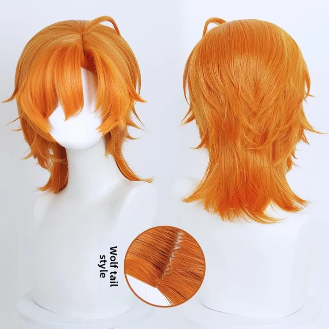 2025 주토피아 2 닉 와일드 코스프레 가발 | 실제 두피처럼 오렌지-레드 색상의 여우털과 늑대 꼬리 효과, 02 Nick (wolf tail)