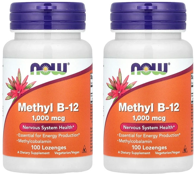 나우푸드 메틸 비타민 B12 1000mcg 로젠지 츄어블 메틸코발라민 비건, 100개입, 2개, 100정 - 쿠팡