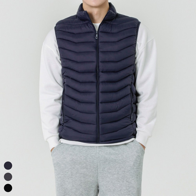 아소트 남성 겨울 방한 베이직 웰론 경량 패딩 조끼