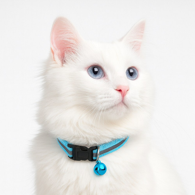 엘뉴본 고양이 방울 목걸이 야광, 1개, 세레니티 블루