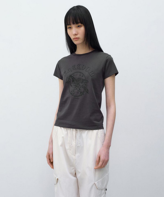 인사일런스 INSILENCE WOMEN 프리덤 그래픽 티셔츠 CHARCOAL