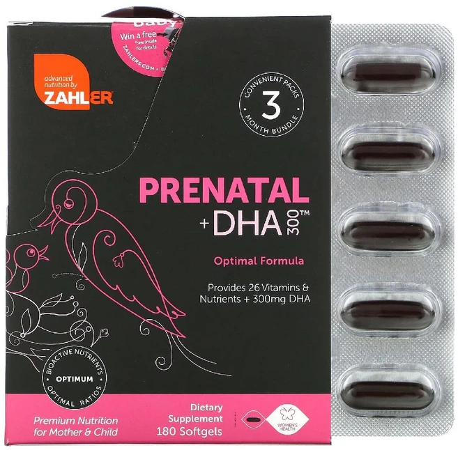 잘러 프리네이탈 + DHA 300 옵티멀 포뮬러 소프트젤, 1개, 180정 - 쿠팡