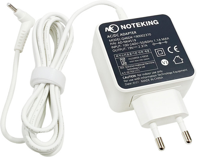 삼성 노트북 충전기 호환 어댑터 19V 2.1A 2.37A AD-4019A A13-040N2A W16-045N4D AD-4519AKR 호환 외경 3.0mm 내경 1.1mm, 1개
