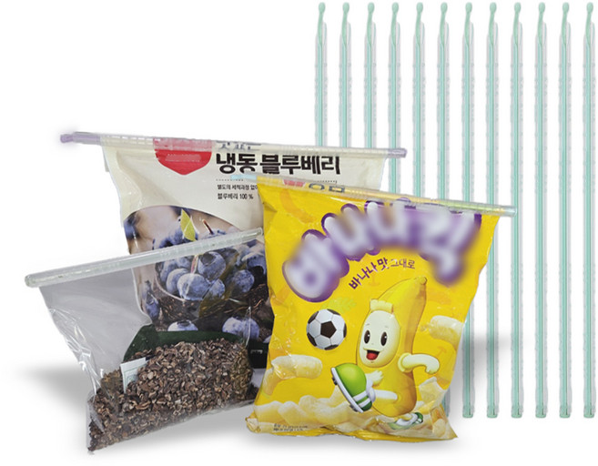 밀봉집게 밀봉스틱 봉지 비닐 생활친구 12개입, 중(민트)