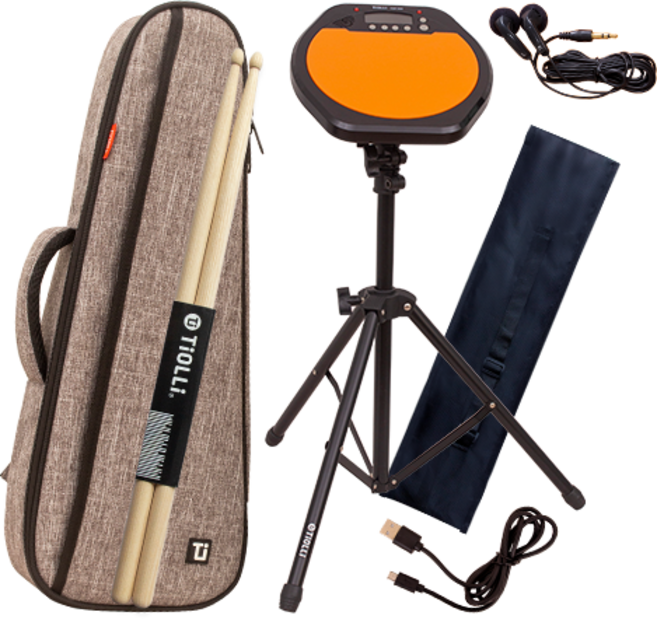 티올리 드럼패드 메트로놈 내장 풀세트 히코리 드럼스틱 포함 8인치, 혼합색상, 1세트