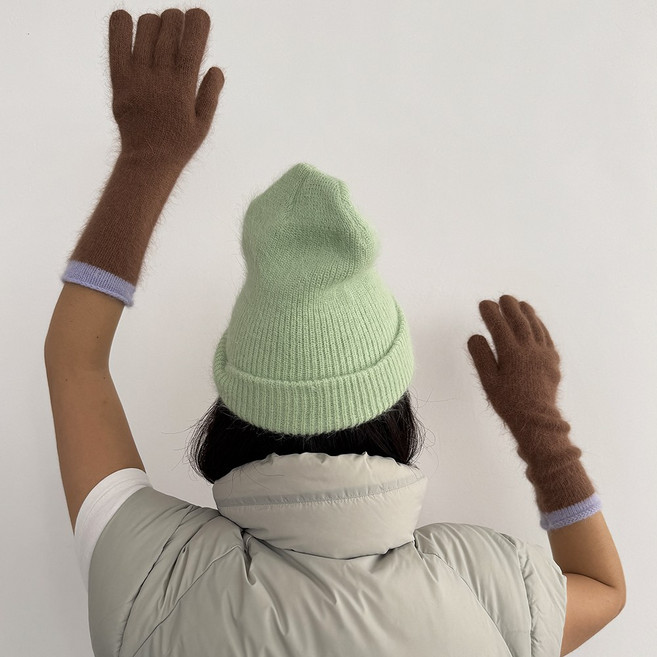 스마트폰 터치 홀 구멍 앙고라 남녀 공용 겨울 방한 보온 롱 장갑