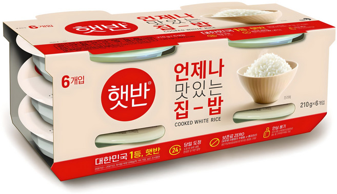 햇반 백미밥, 210g, 6개