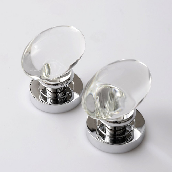 오벌 크리스탈 원형 방문손잡이, 실버, 1개