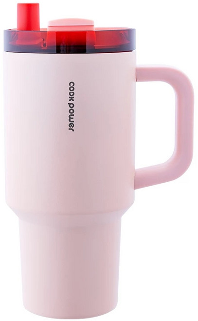 鍋寶 珍珠粗吸管隨行杯-900ml, 愛戀粉(有把), 1個, 900ml