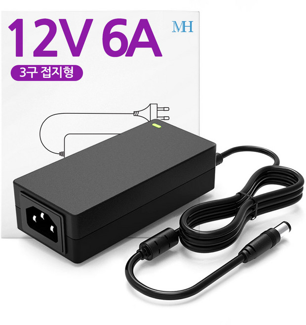 명호전자 12V 6A 어댑터 (TY1206000Z1MN) LED 모니터 DC 12V6A아답터, 6A(국내향), +전원선포함