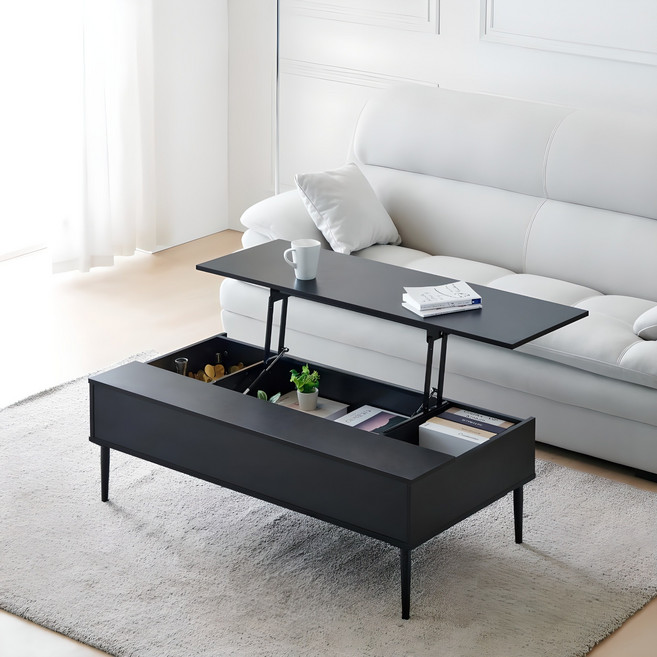 동서가구 소이 리프트업 소파테이블 1200 방문설치, 올블랙
