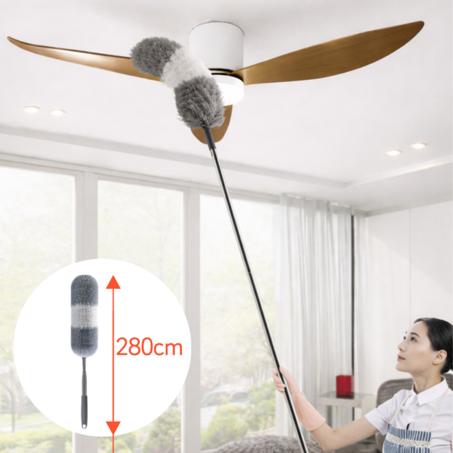 카니바 실링팬 장대 먼지털이 천장 청소 브러쉬, 1개, 화이트그레이