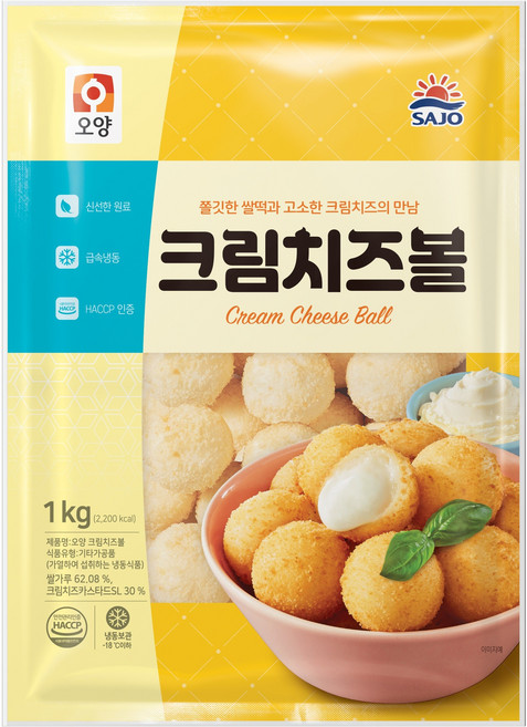 [요기푸드] 사조오양 크림치즈볼 1kg, 2개