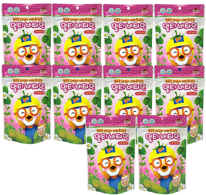 뽀로로 비타츄잉정 멀티비타민 15정 딸기, 10개