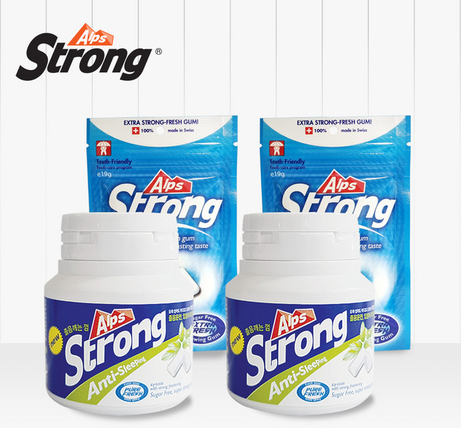 알프스스트롱 무설탕 자일리톨 금연 졸음껌 본품+리필, 2세트