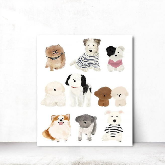 마지아갤러리 강아지 동물 도그패밀리 거실 현관 인테리어 액자 캔버스 그림