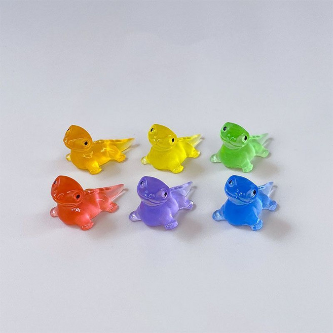 야광 수지 도마뱀 피겨 미니 피규어 6개 세트 테라리움 화분 인테리어 만들기 재료 소품 미니어처, 6컬러 콤비