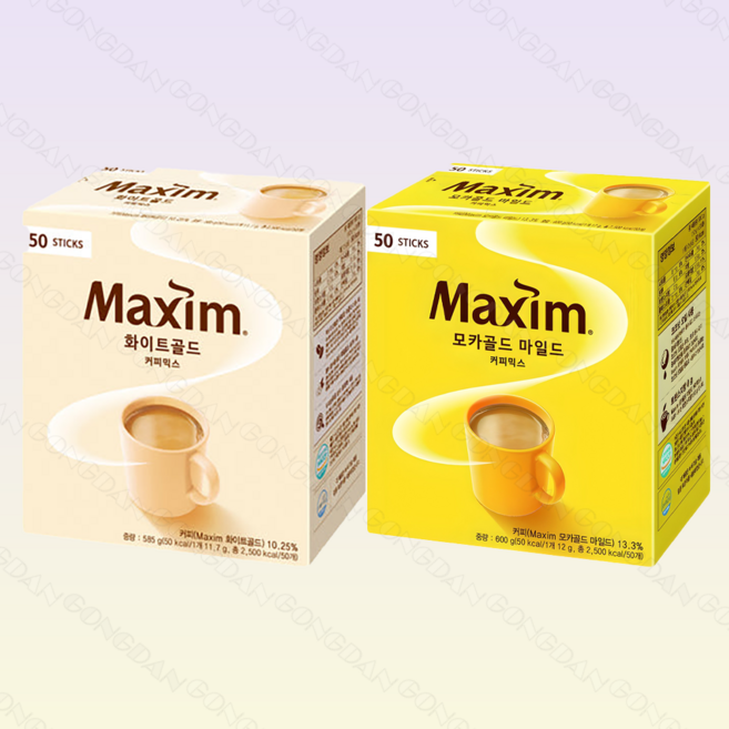 맥심 모카골드 50T+화이트골드 50T, 2개, 12g, 50개입