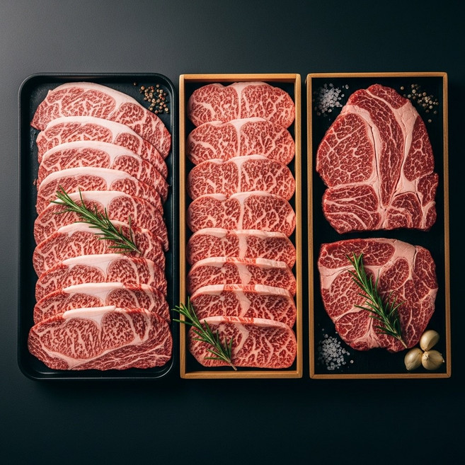 한국농수축산 국내산 1등급 소고기 모둠 등심 + 부채살 반반세트, 1세트, 400g