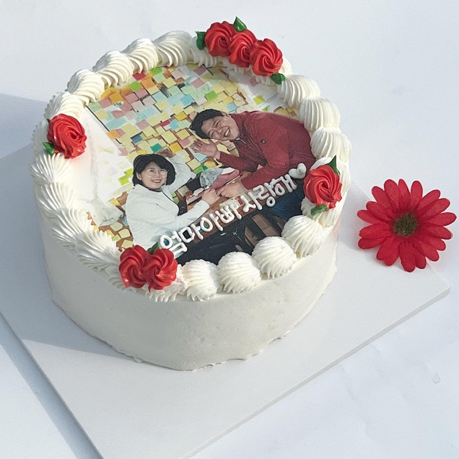 [평일10시전 주문 오늘출발] [날짜예약가능] 꽃포토케이크 택배로받는 전국배송 빠네뜨리아케이크, 1개, 600g, 딸기빅토리아우유크림-화이트시트