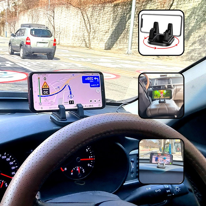 차량용핸드폰 360도 회전 대쉬보드거치대 계기판거치대 초강력 대시보드 조수석 콘솔 스마트폰 폰 레이 스파크 모닝 포터 스타렉스 거치대, 블랙, 1개