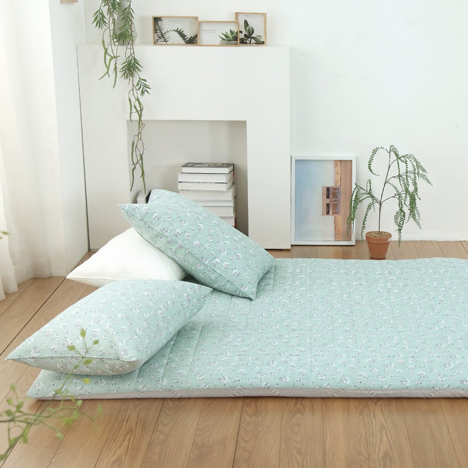 플라워티 누빔 요커버 싱글 요매트커버 먼지없는, 플라워티_요커버(누빔), 싱글(S)_민트