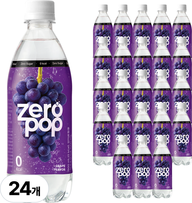 잇더핏 제로팝 포도맛 애사비소다 제로 탄산음료, 24개, 500ml