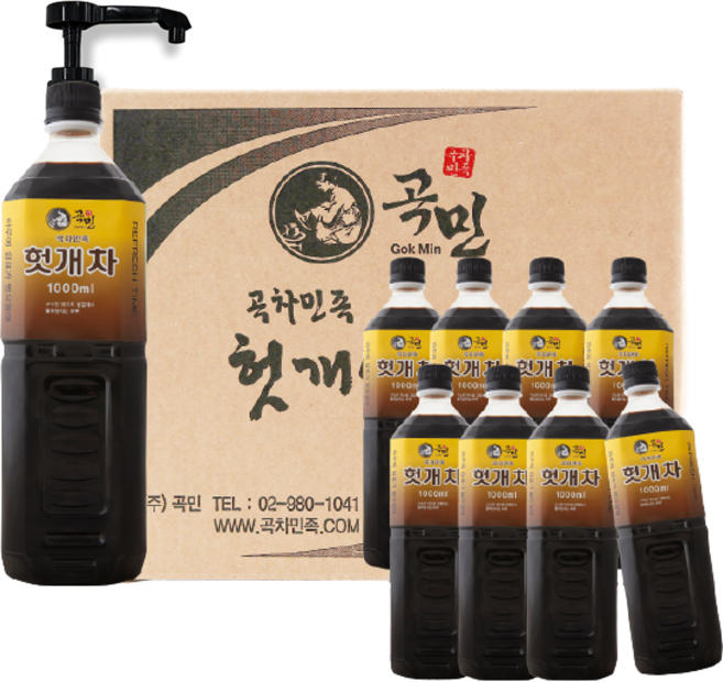 곡차민족 1000ml 헛개차 농축액 헛개수 물에 타먹는 식당등 서비스업체, 9개, 1L